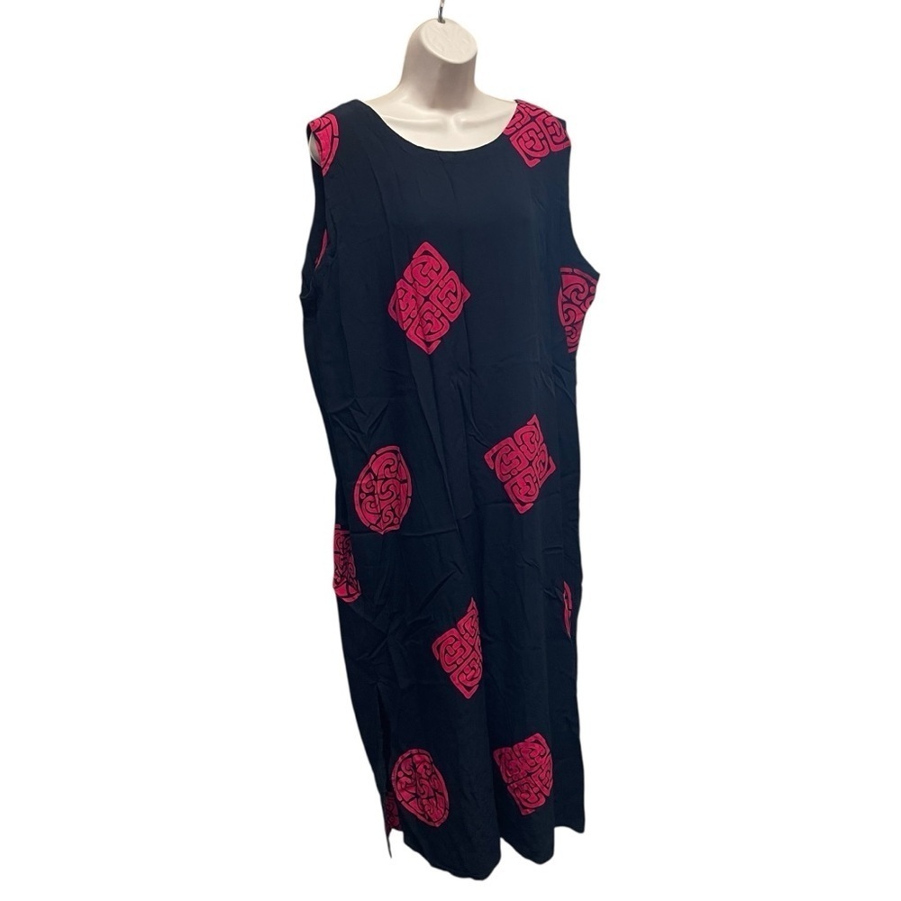 Island exposure women’s Hawaiian dress size 2x rayon black with red Celtic knot - Picture 1 of 8